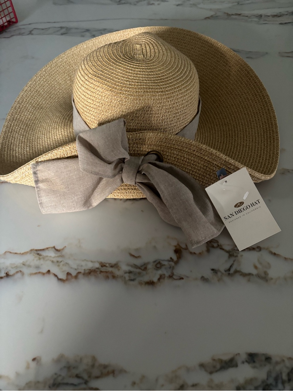 San Diego Hat Company Natural Straw Sun Hat with Taupe Bow